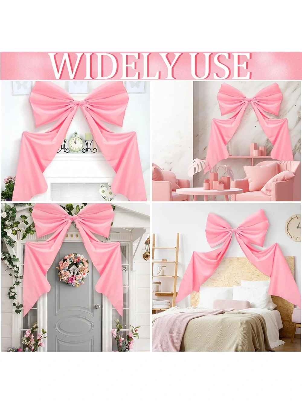 Big Pink Wall Bow Decorations 39 x 72 Inch Giant Birthday Party Decor Ribbon